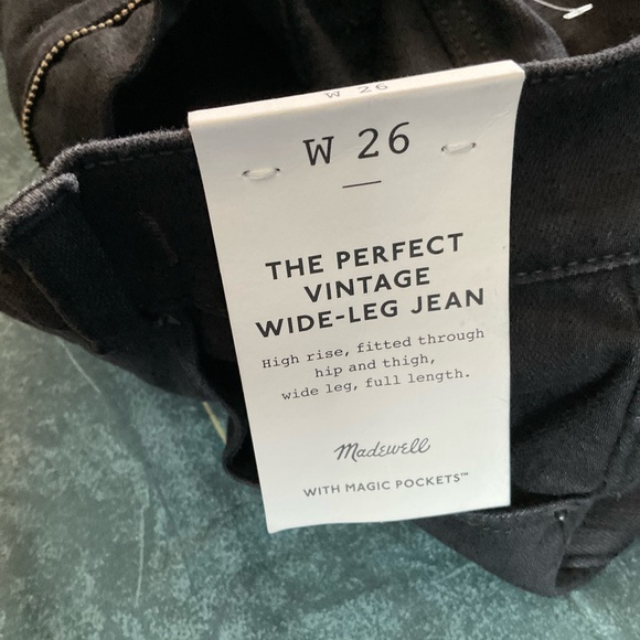 Madewell The Perfect Vintage Wide-Leg Jean Black Rinse Watch Stretch Size 26 NWT - Picture 11 of 12